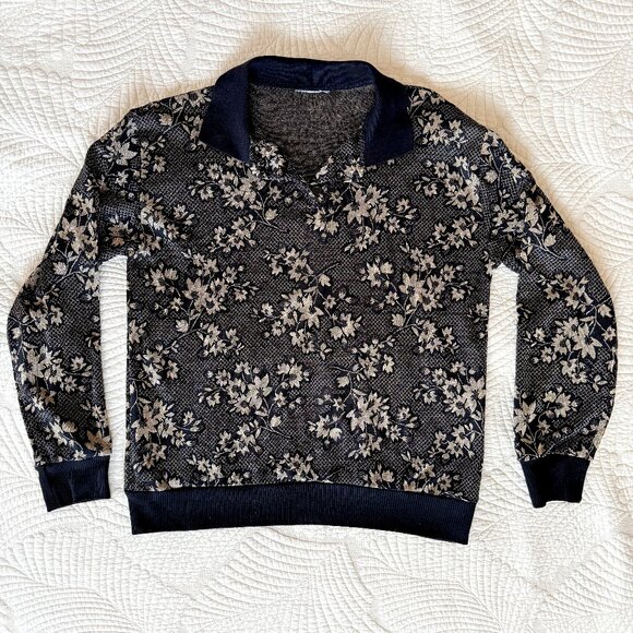 Vintage CP Sport Gold Metallic Floral Collared Sweater - Picture 5 of 9